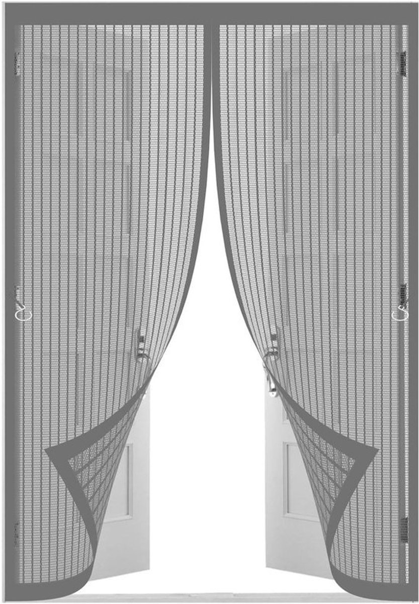 Magnetisch Vliegengordijn - Hordeur Insectenwerend - Frisse Lucht Binnen - Boorvrije Installatie - 92x200 cm - Grijs