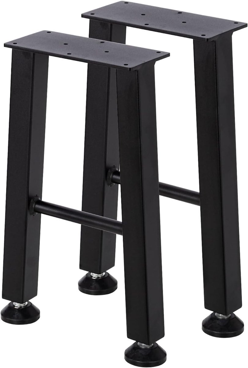 Industriële Tafelpoten X-vorm - Set van 2 - Zwart Gepoedercoat Staal - Hoogte 41 cm - Modern Tafelonderstel voor Eettafel & Bureau - DIY