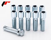 Conische wielbouten 45mm - Zilver - M14x1.25 / M14x1,25 - Set van 10 bouten + sleutel - Ster/Inbus