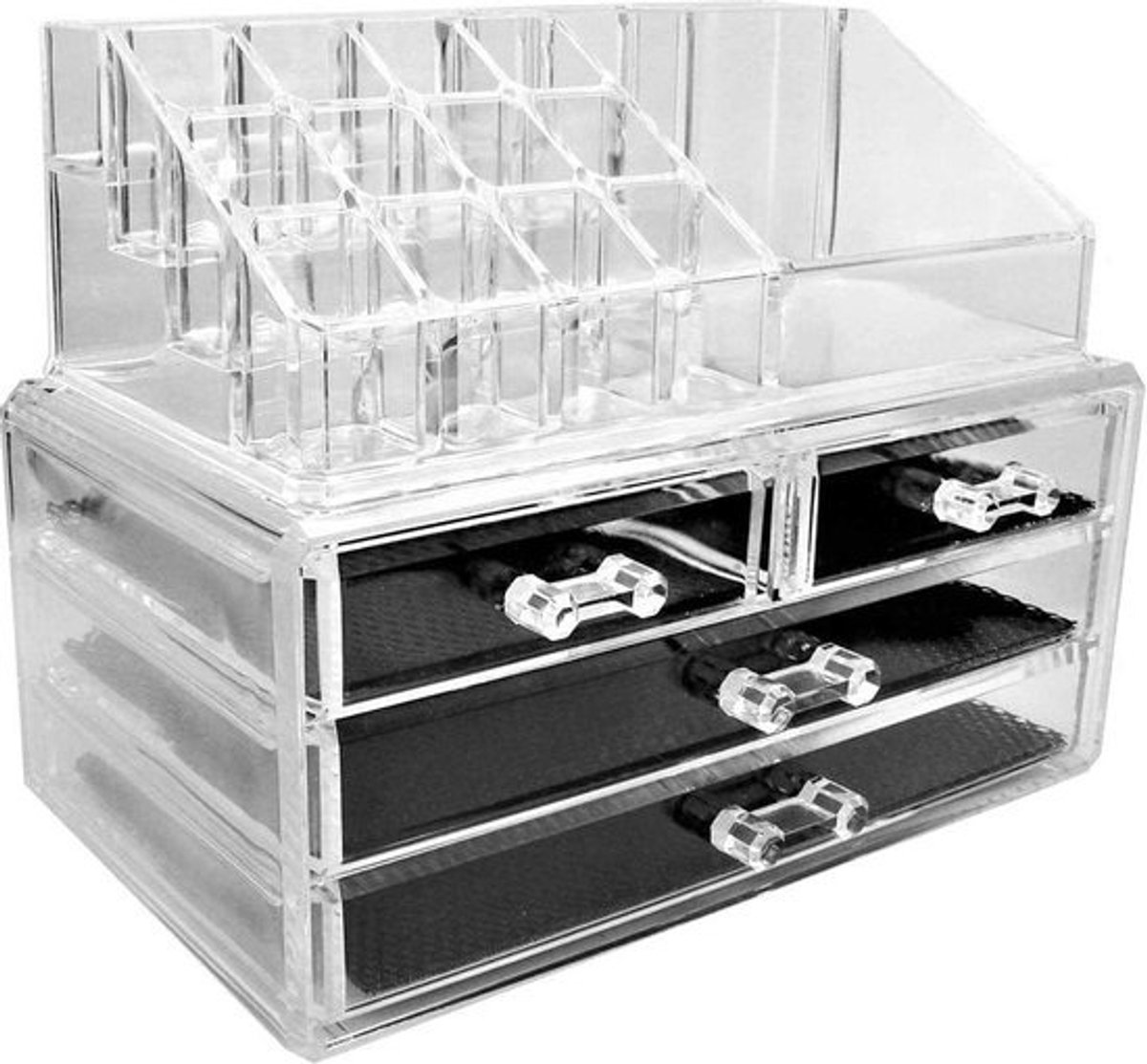 Make-up organizer 4 laden transparant met vakken - opbergsysteem voor cosmetica