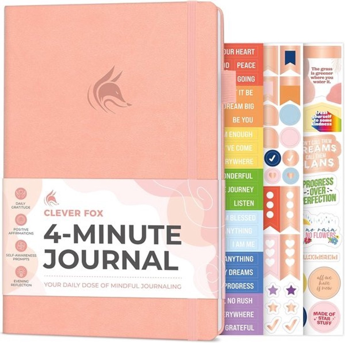 Dagboek van vier minuten - Dagelijks positiviteitsdagboek met aanwijzingen - Motiverende bevestiging, geestelijke gezondheid & gewoonte tracker