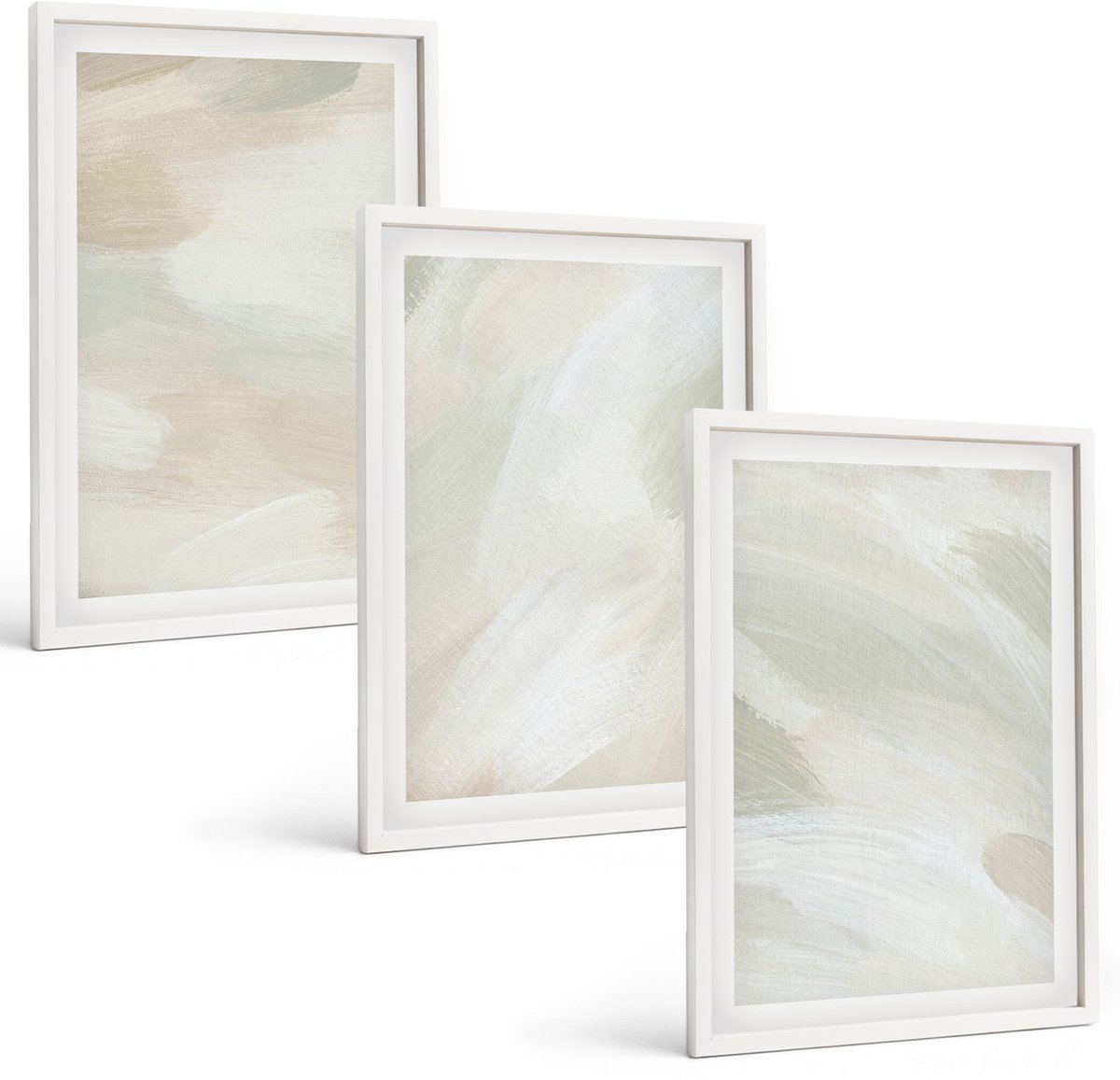Wallfluent 3-Delige Schilderij Set - Heldere Abstracte Schilderijen Op Canvas, Delicate Boho-Stijl - 40 x 60 - Decoratieve Muurdecoratie - Slaapkamer - Moderne Wanddecoratie