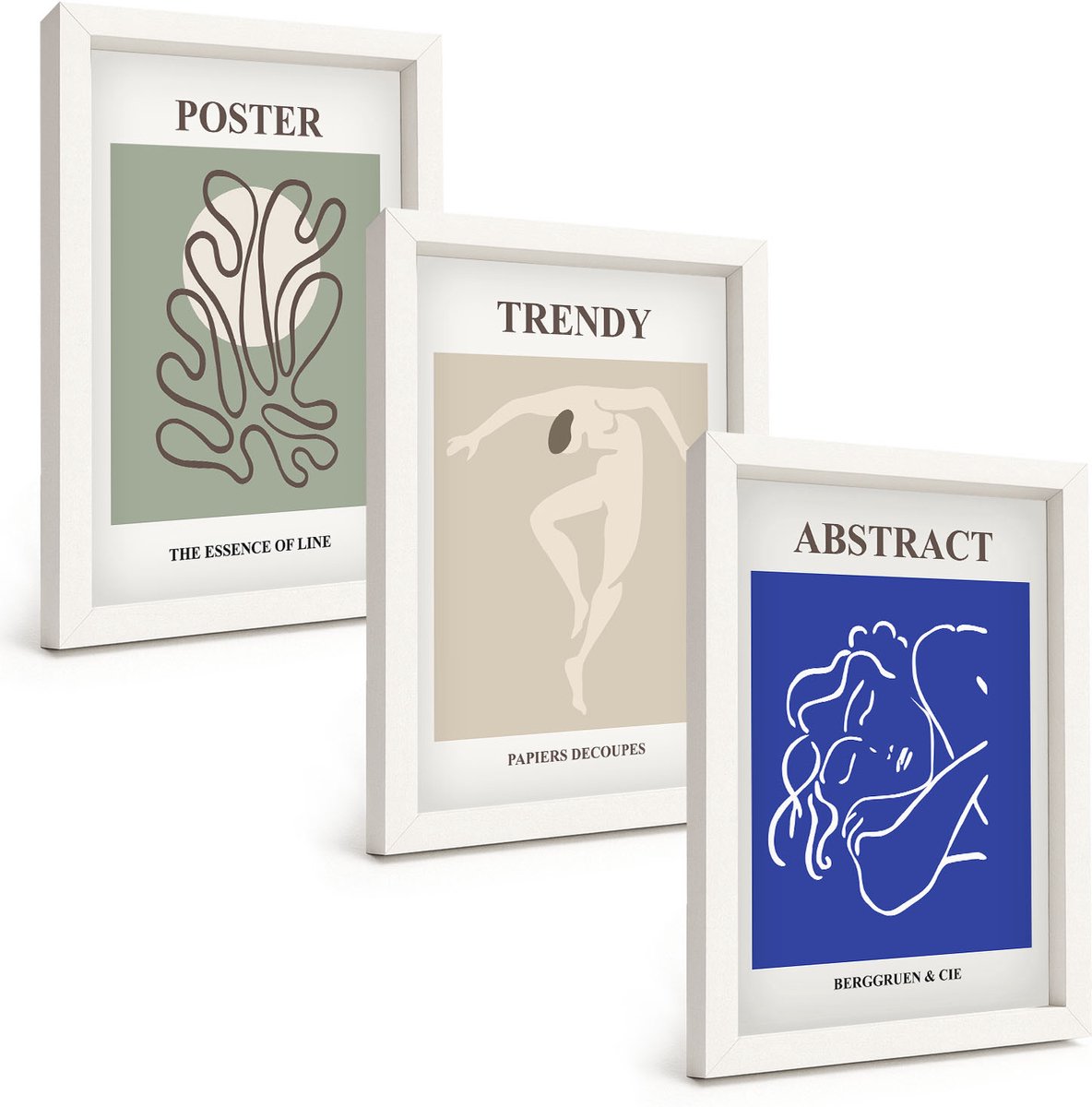 Wallfluent 3-Delige Schilderij Set - Pastelillustraties Van Henri Matisse - 20 x 30 - Muurdecoratie - Schilderijen Set - Woonkamer - Moderne Wanddecoratie