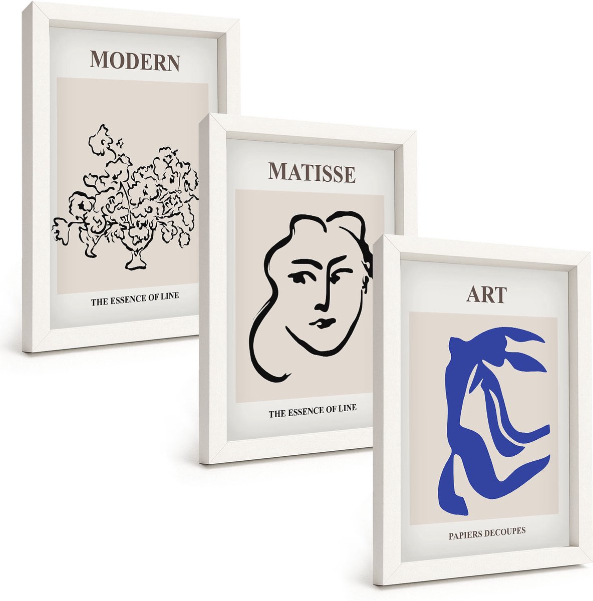 Wallfluent 3-Delige Schilderij Set - Abstracte Posters In De Minimalistische Stijl Van Henri Matisse. - 20 x 30 - Wanddecoratie - Muurdecoratie - Woonkamer - Woonkamer Decoratie