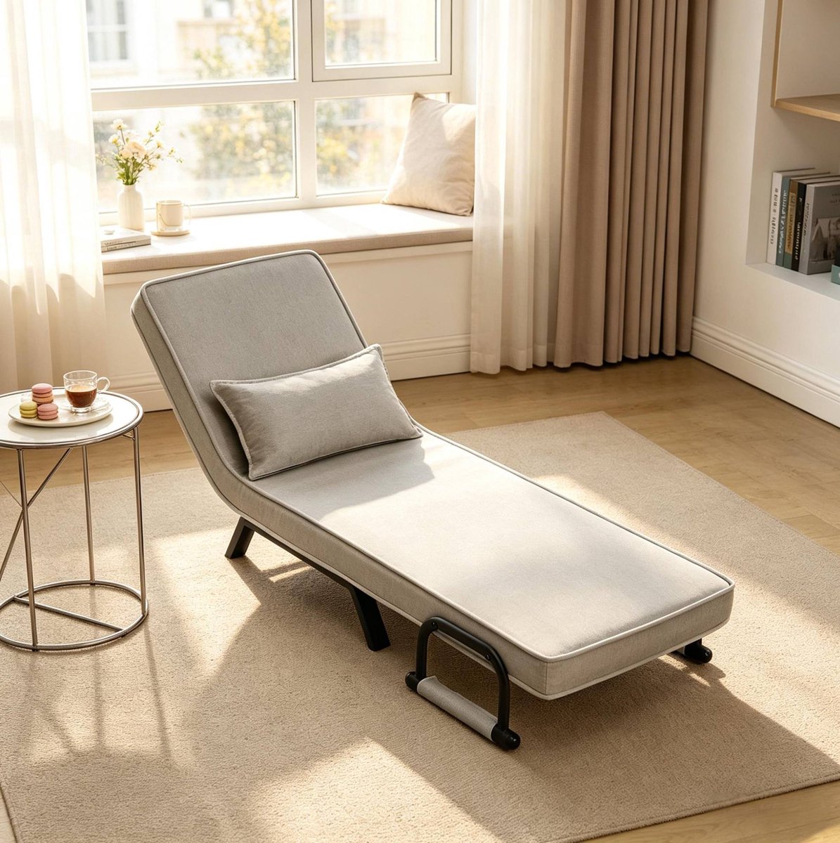 MODFU - Fauteuil - Verstelbare Rugleuning - Lichtgrijs - Stof - Metaal