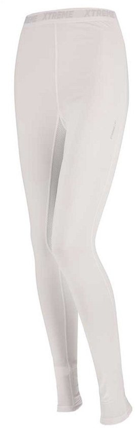 Witte thermobroek voor dames met een elastische tailleband met XTREME-logo en zijpanelen van mesh.