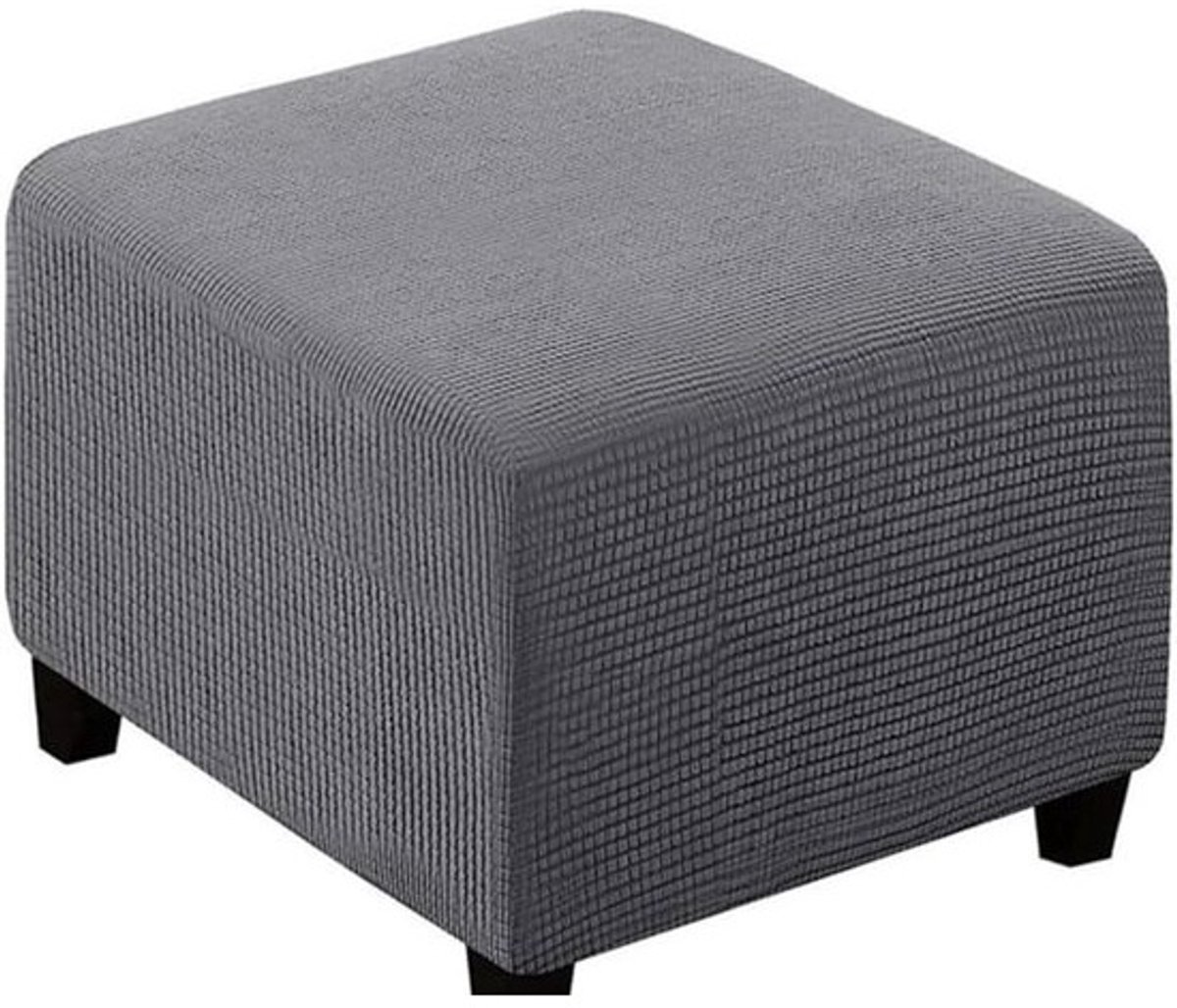 Voetenbank Hoes - Poef Cover Krukhoes - Meubels Beschermen - Hoge Stretch Corduroy - 40x35 cm - Donkergrijs