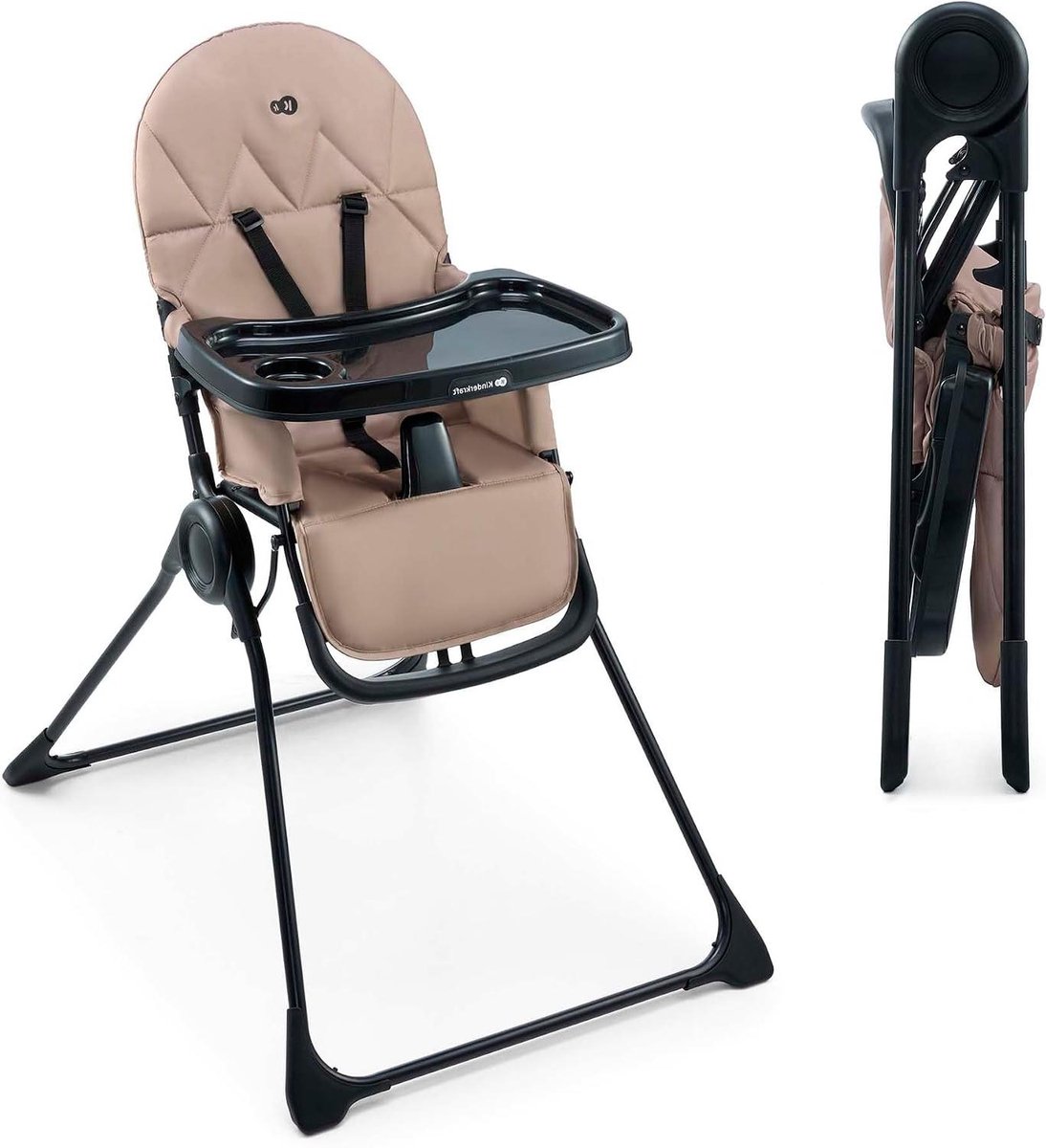 Kinderstoel Kinderstoel - Baby eetstoel - Veilig Eten - Compact Opvouwbaar - 5 kg - Beige
