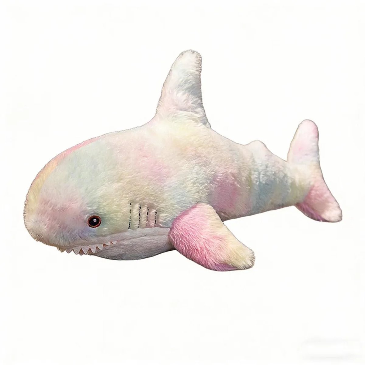 Casalora Pluche Haai Knuffel – 60 cm – Wit Regenboog Kawaii Haai – Zacht Knuffeldier – Slaapmaatje voor Kinderen – Leuk Cadeau