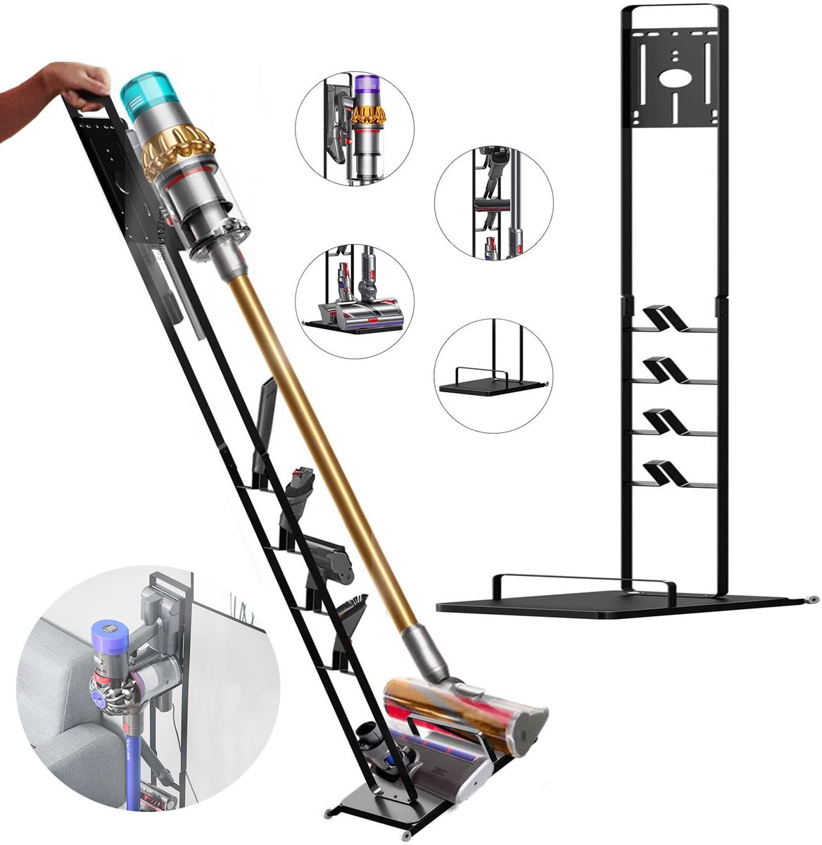 Stofzuigerhouder, Vloeropbergorganizer, Geschikt Voor Dyson Steelstofzuigers, Geen Boren.