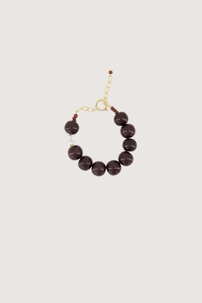 Zusss Chunky Bead Bracelet Resin / Metaal Burgundy