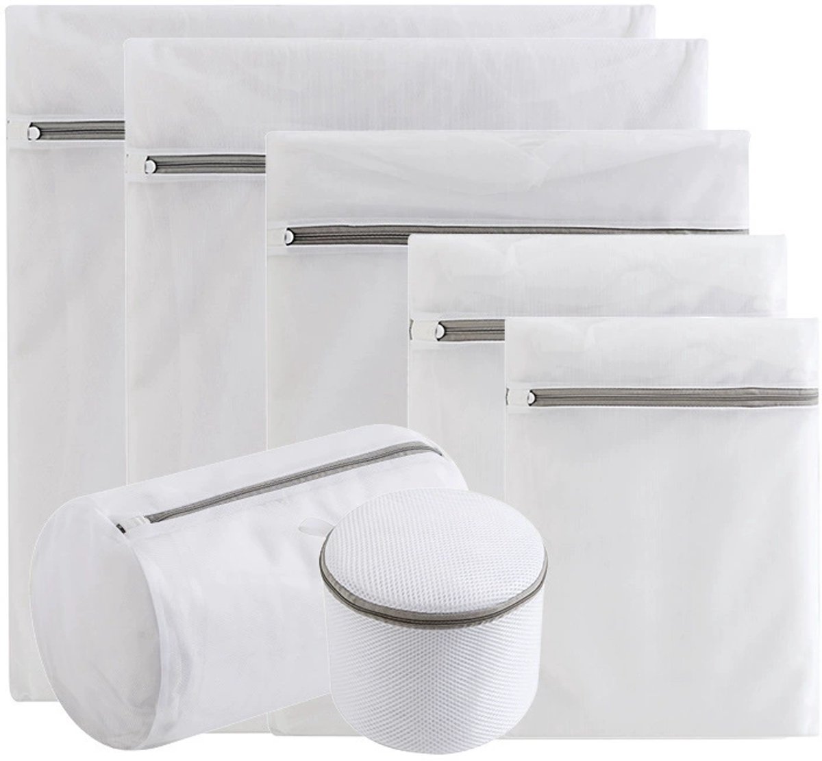 Waszakjes - Wasnetten - 7 stuks - Sterke Waszakken - met Rits - 7 maten - Waszak voor wasmachine blouses, beha's, ondergoed, beddengoed, mantels, textiel - Set 01