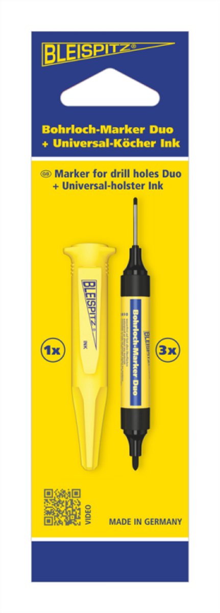 Bleispitz - 3x markeerstift voor boorgaten duo + 1x universele houder