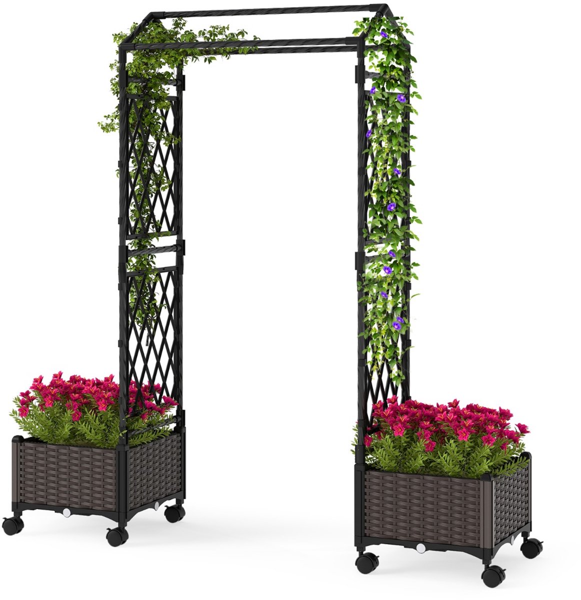 SureDeal® - Plantenbak - Potten - Automatisch Bewateringssysteem Latwerk - Afdekking Verhoogde Moestuinbak - 81x40x162 cm - Bruin