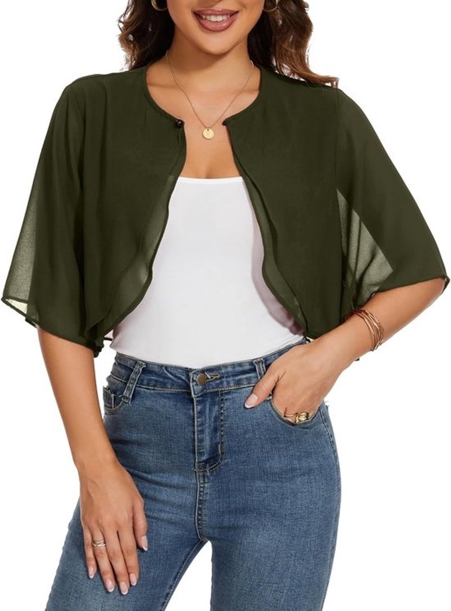 Elegante Korte Bolero Dames Lichtgewicht Chiffon Schouderomslag voor Jurken