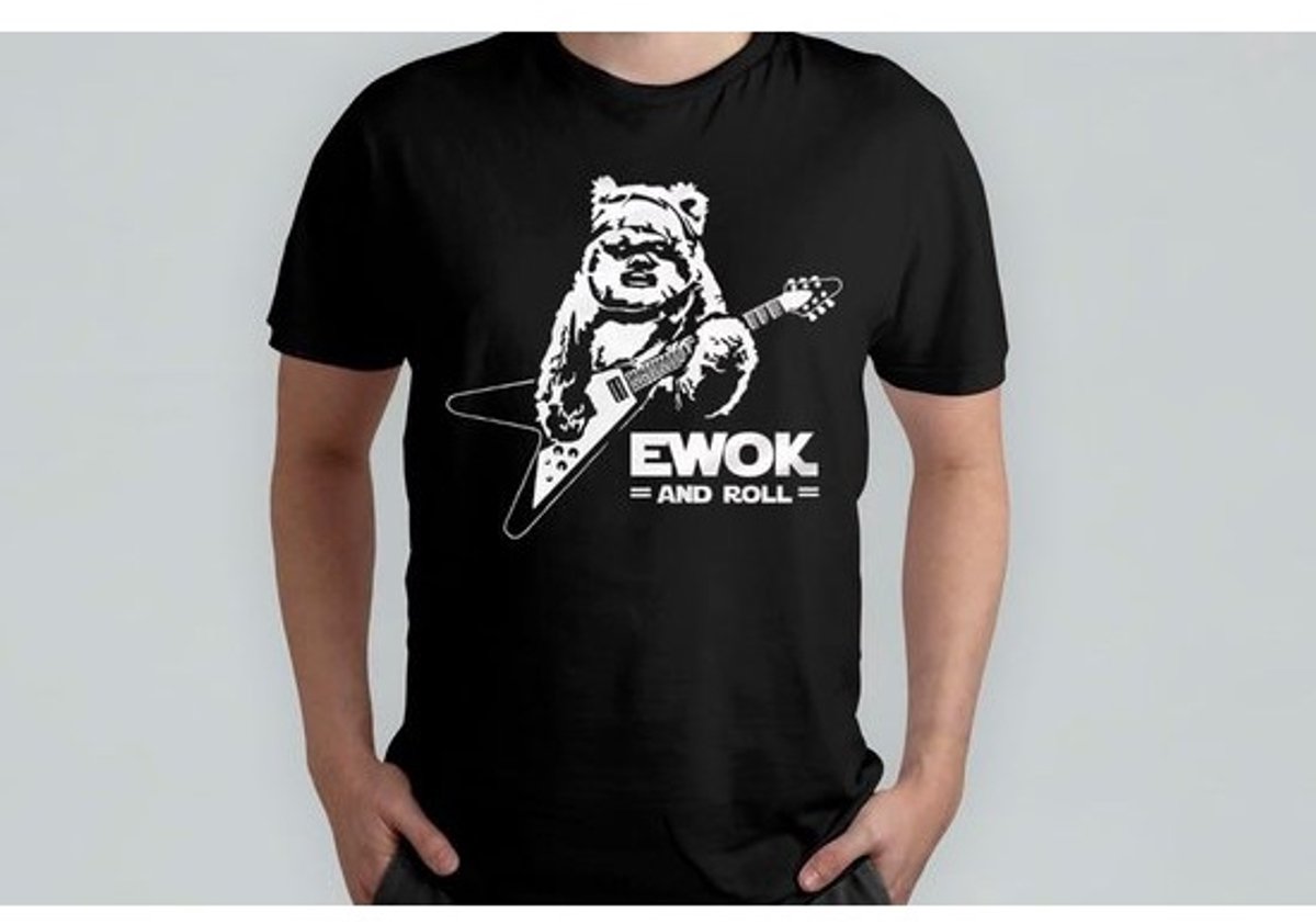 Grappig Ewok Rock Muziek Gitaar T-shirt Cadeau voor Mannen en Vrouwen