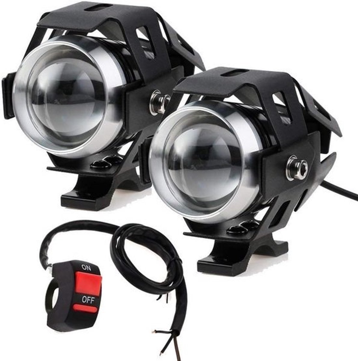 2 Stuks Krachtige LED Motorfiets Verstralers en Mistlampen - Universele White Spotlights voor Motor, Quad, Scooter en Fiets