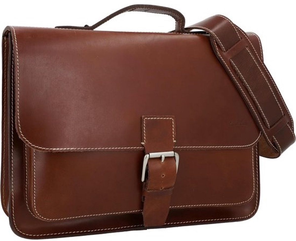Leren Schoudertas & Fietstas 2-in-1 Vintage Bruin - Geschikt voor Laptop 13 Inch