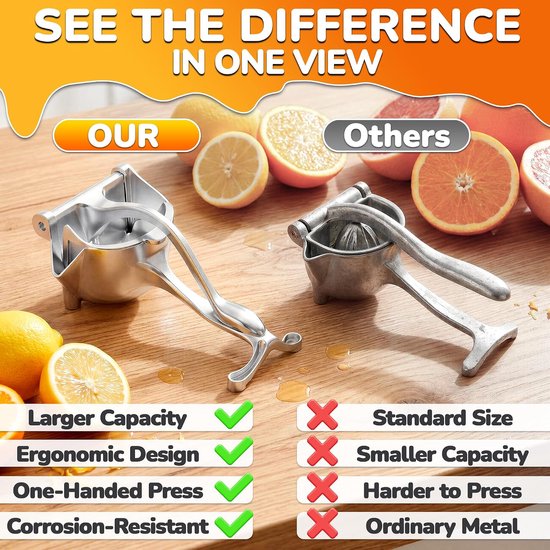 1 stuk - handmatige citruspers - citrus sap pers - citroenpers - sinaasappelpers - aluminium legering - afneembaar - 21 x 13 x 9 cm - voor citroen, sinaasappel, limoen, fruit, keuken - zilver — afbeelding 4