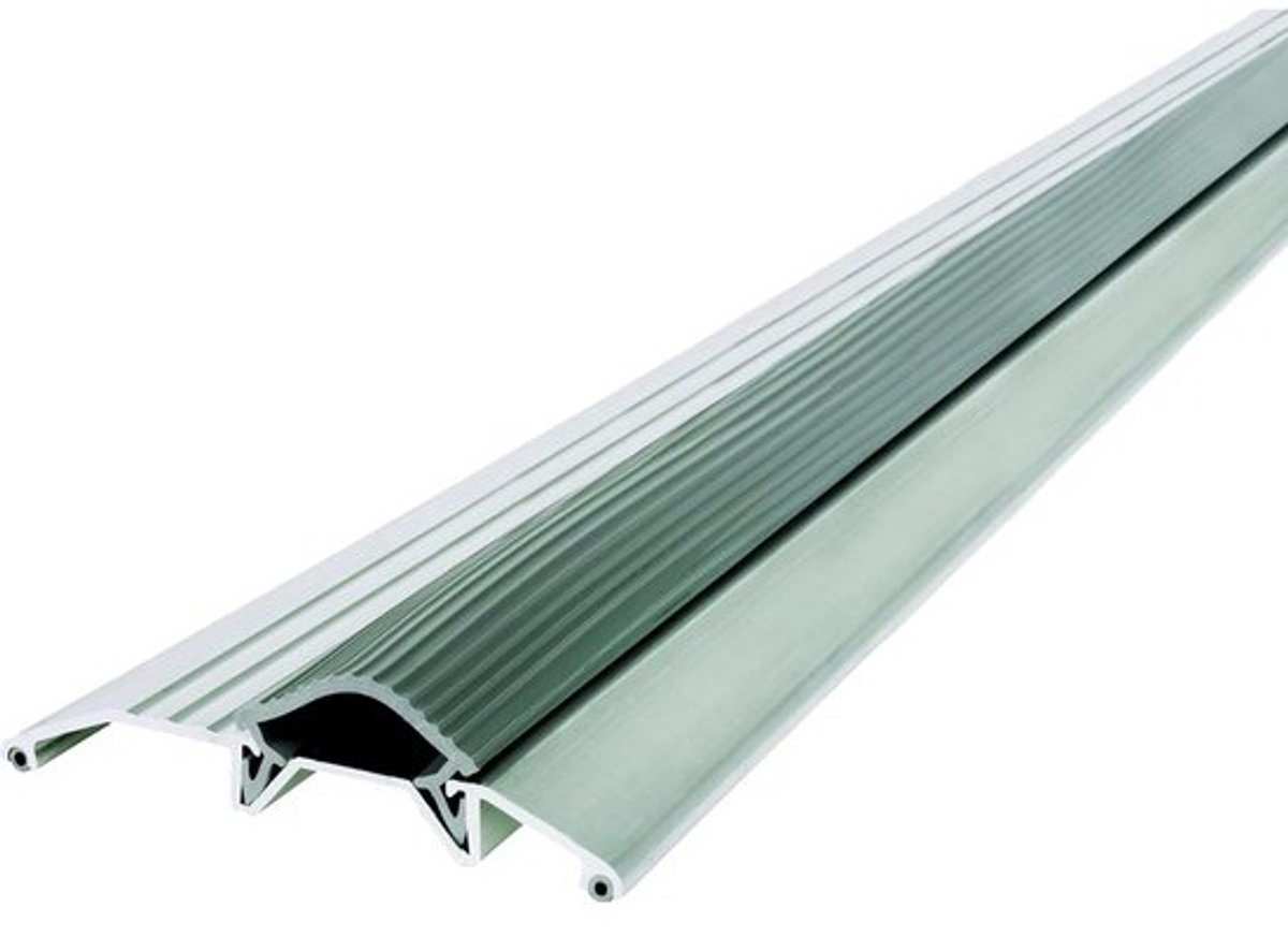 Zware Deurdrempel - Aluminium Drempel - Tochtvrije Deuren - Vervangbaar Vinyl - 96cm Lengte - Zilver