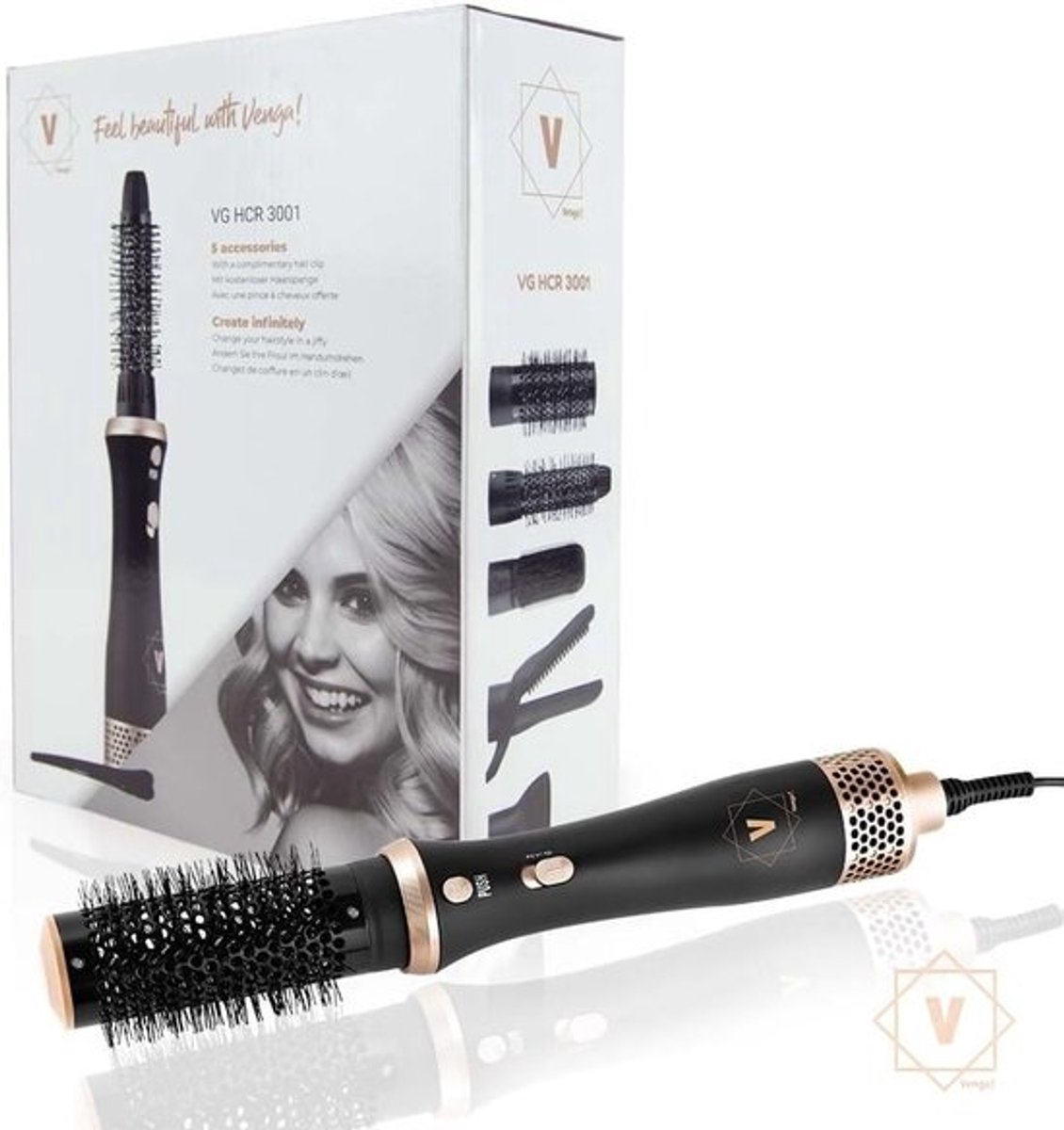 5-in-1 Föhnborstel Set met Ionische Technologie voor Krullen, Stijlen en Volume - 600W