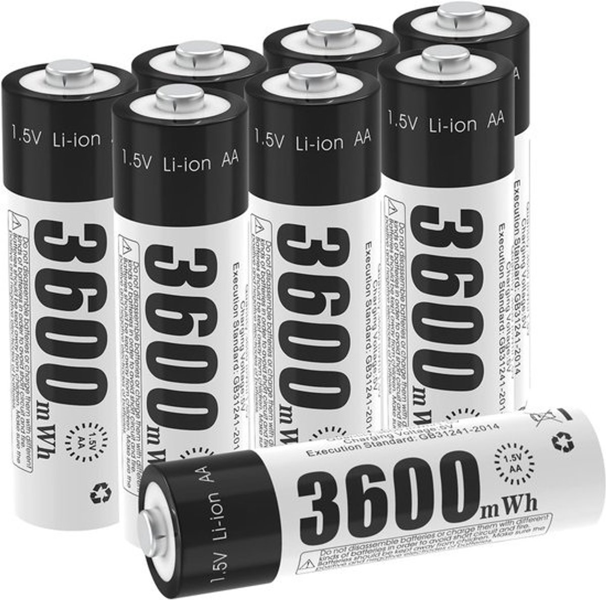Oplaadbare Batterijen - AA Lithium Ion - Apparaten Voeden - Constante Spanning - 3600mWh Capaciteit