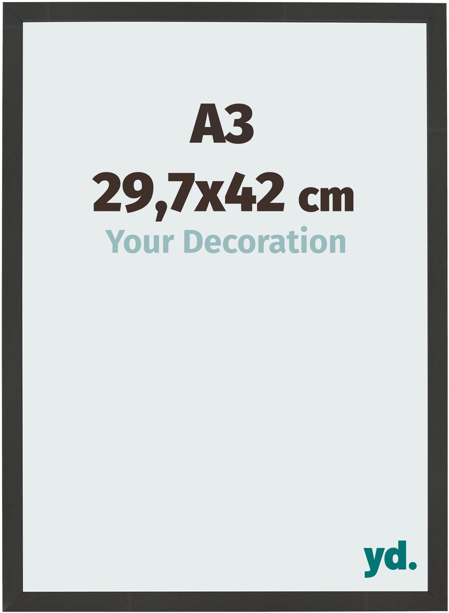 Your Decoration - Fotolijst A3 29,7x42 cm - MDF - Zwart Houtnerf - Bologna