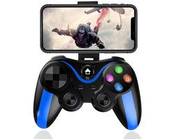 Gamecontroller voor telefoon, draadloze mobiele gamecontroller, Geschikt voor iPhone, iOS en Android, iPhone 12 t/m 17, Samsung Galaxy S20 t/m S22, Google Pixel en TCL, met Bluetooth, MFi en joystick, direct spelen, blauw