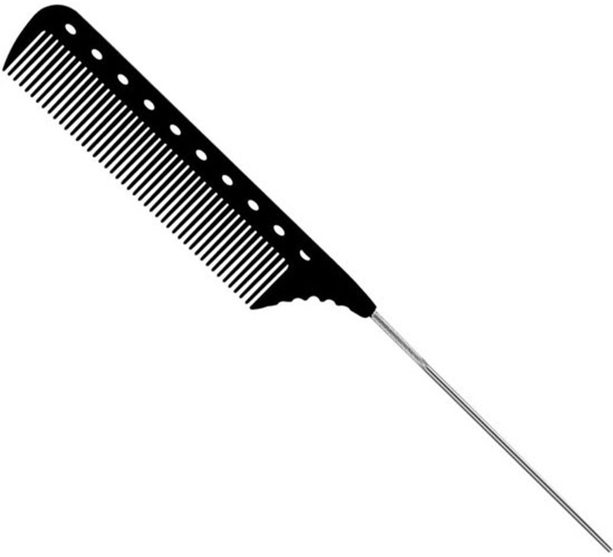 Professionele Koolstofvezel Kapperskam met Metalen Pinstrijker - Hittebestendig en Antistatisch