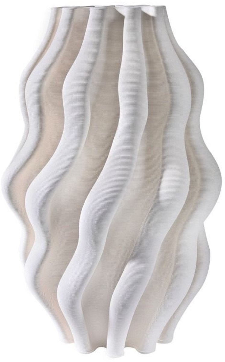 Fugurato Elda Vaas Wit - Keramiek met Golvend 3D-Reliëf - Ø15 x H24 cm