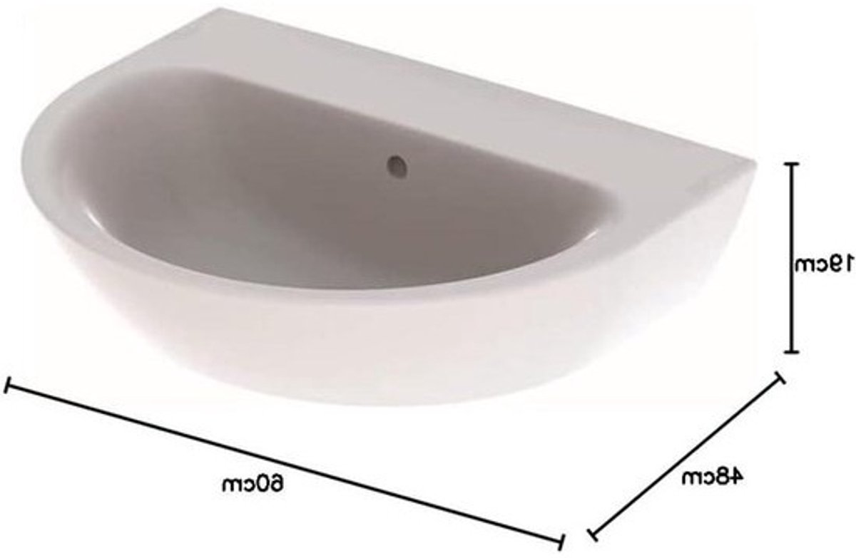 Wastafel - Waskom Wastafelmeubel - Badkamer Inrichten - Zonder Kraangat - 60 cm Breed - Wit