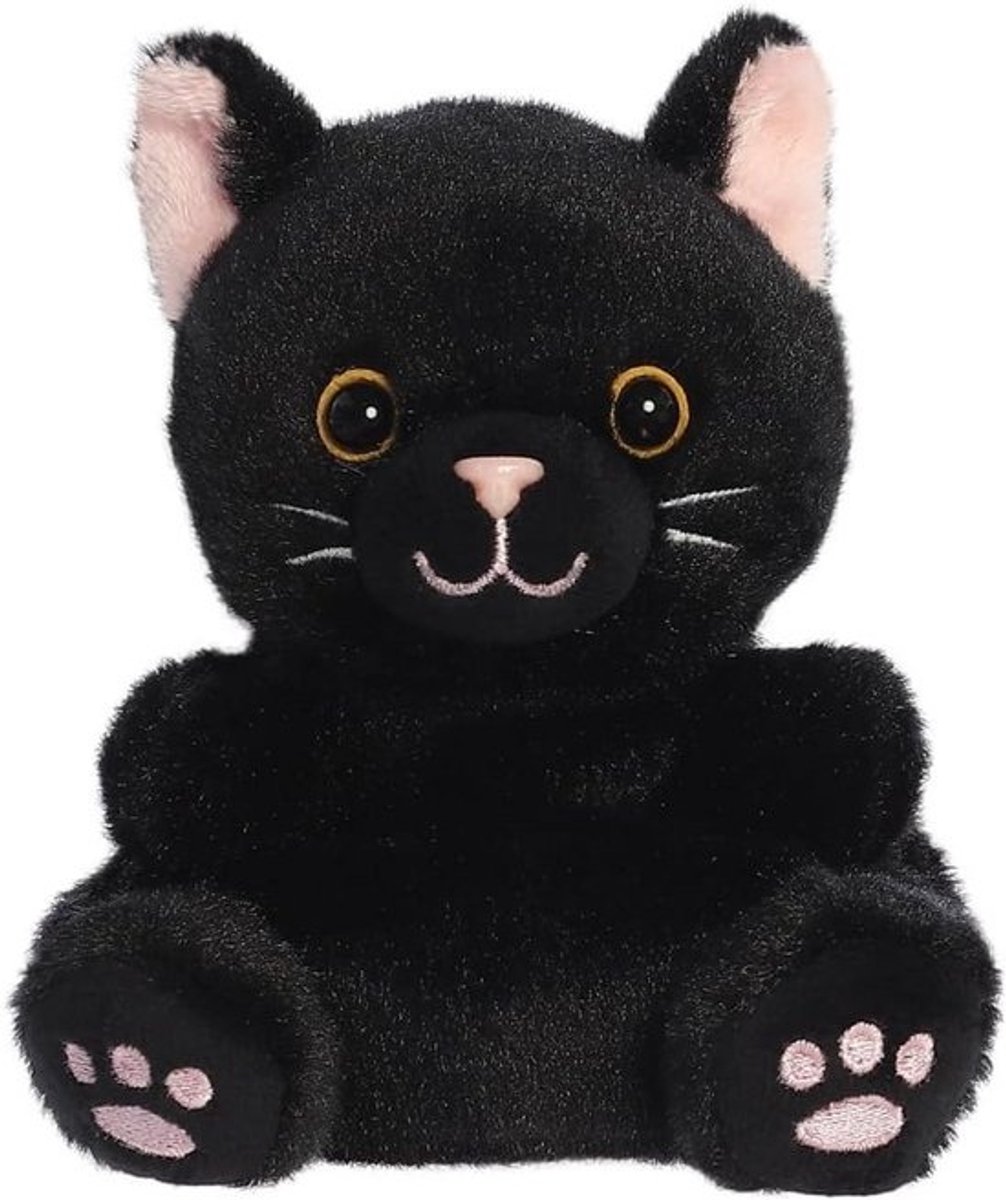 Knuffelbare Zwarte Kat Pluche Dier 13 cm - Zacht Pluche Speelgoed voor Kinderen