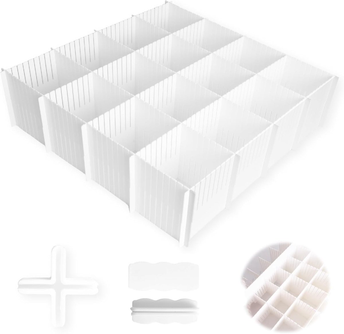 Ladeverdelers - Wit - 38 x 11 cm - Verstelbare en Op Maat Te Snijden Ladeverdelers - Voor Keuken, Kantoor, Slaapkamer
