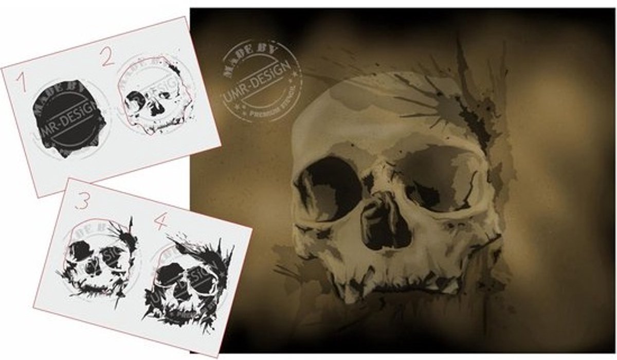Airbrush Sjabloon Set Schedel Motief - Maat M - Herbruikbaar en Flexibel