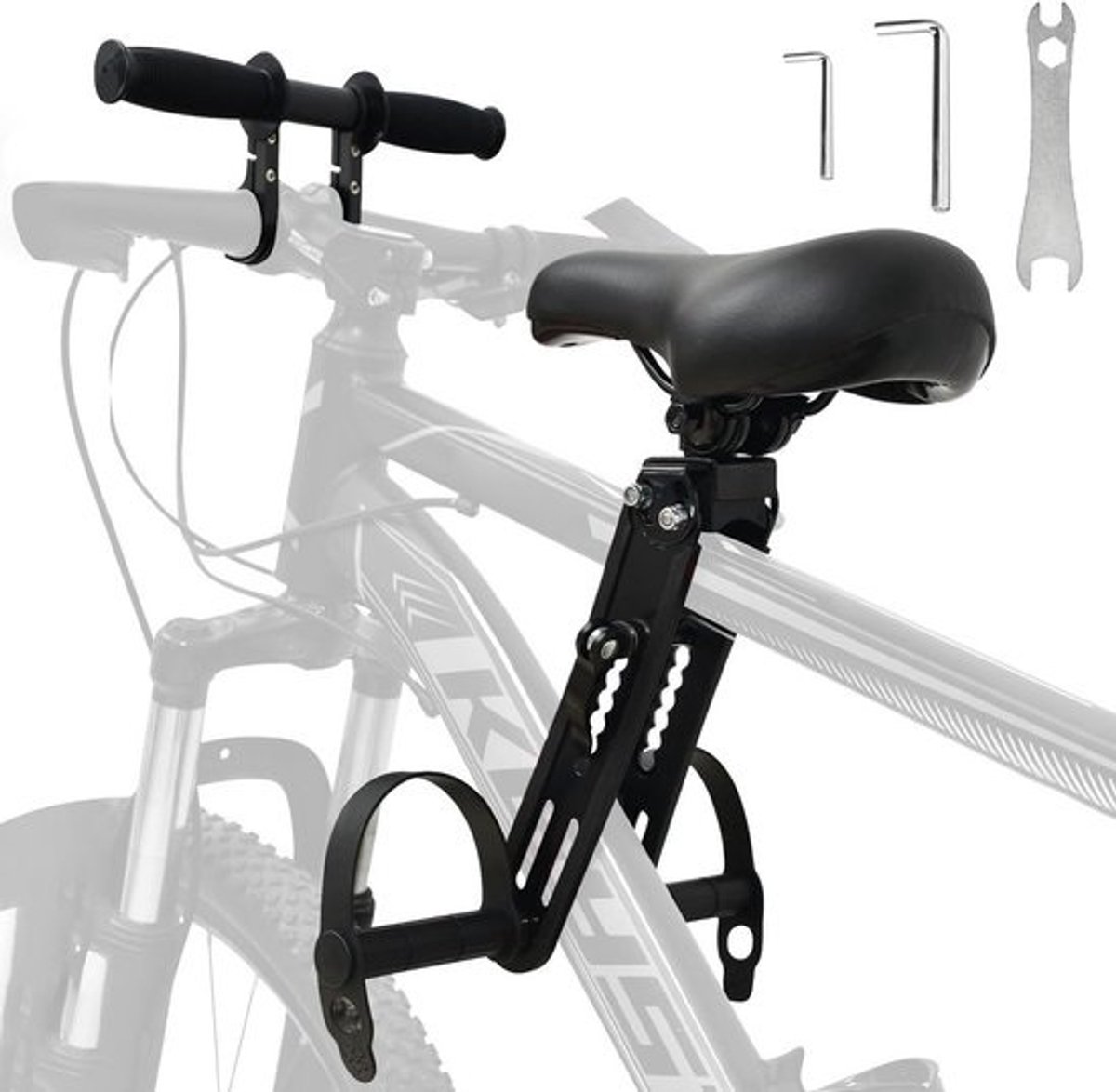 Veilig Fietsstoeltje voor Kinderen Voorop - Inclusief Stuur - Geschikt voor 2 t/m 6 Jaar (max. 30 kg)