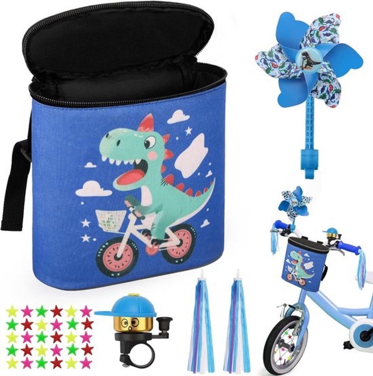 Kinderfiets Accessoires Set: Stuurtas, Bel, Windwiel en Meer voor Fietsen en Steps