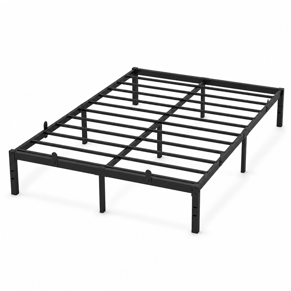 ITRONIQ Bedframe 160x200 cm - Metalen Tweepersoonsbed - Bedbodem Met Opbergruimte - Draagvermogen 250 kg - Stabiel - Zwart