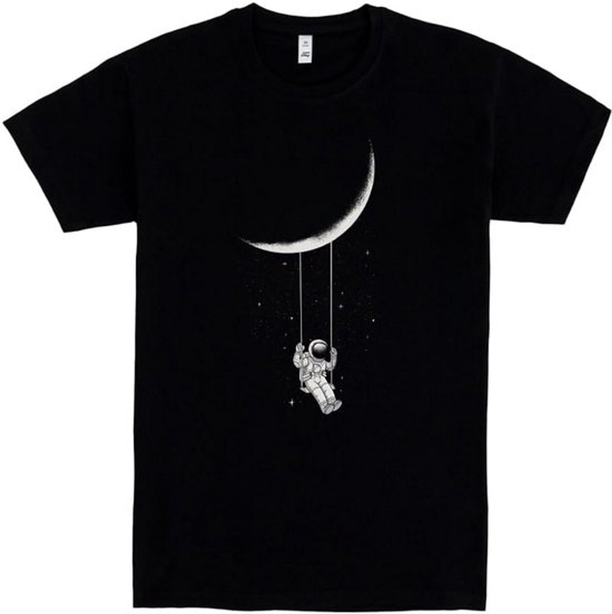 Uniseks Katoenen Astronaut T-Shirt Korte Mouwen Zwart