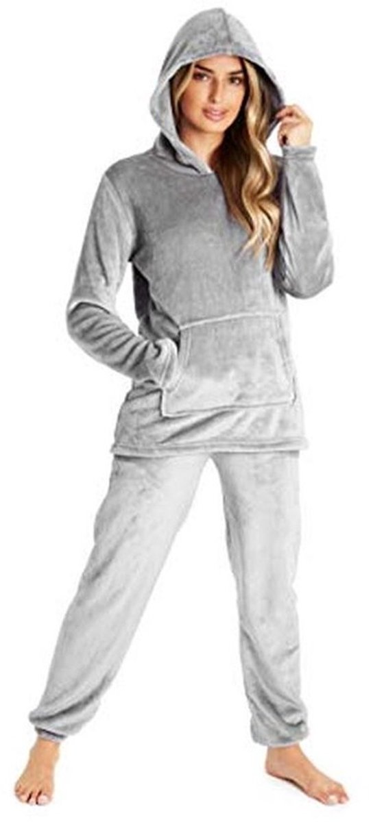 Gezellige Damespyjama's met Capuchon - Pluizige Fleece Loungewearset - Ideaal voor Winter