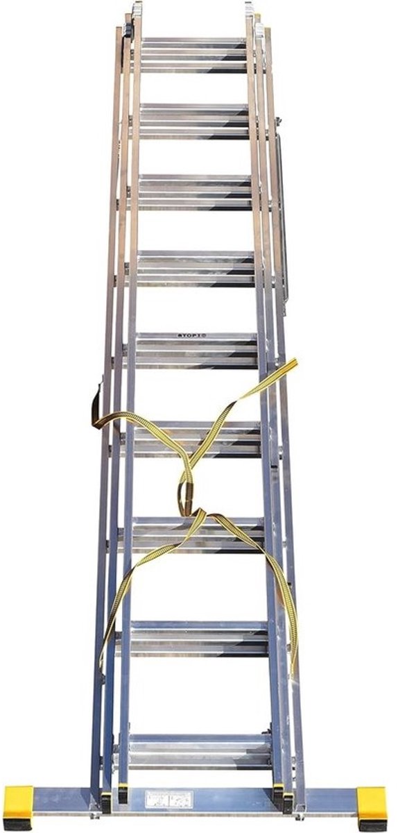 3-delige Uitschuifladder van Aluminium - 5,69 m met Automatische Vergrendeling en Stabilisering