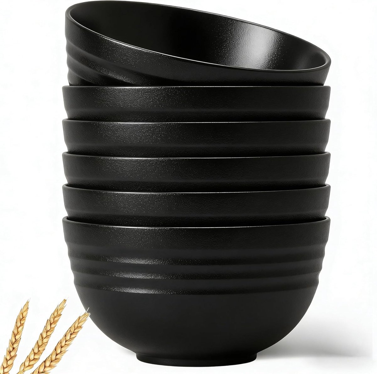 Mueslikommen - Zwart - 750 ml - Onbreekbare Set van 6 Stuks - Voor Familiegebruik en Kamperen
