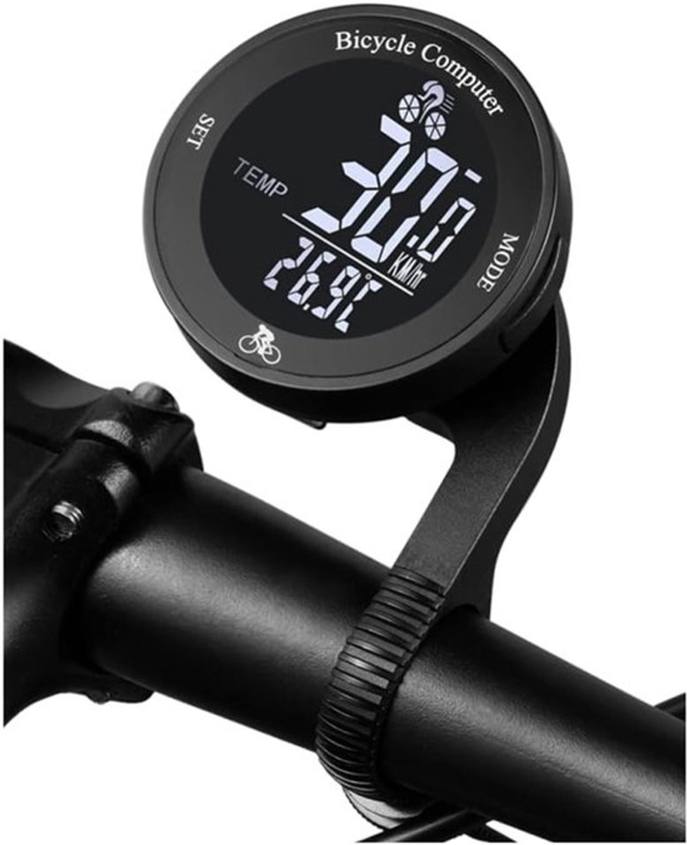 Fietscomputer Draadloos - Fietssnelheidsmeter Odometer - Fietsen Data Bijhouden - 24 Functies LCD - 2.3 Inch Scherm - Zwart