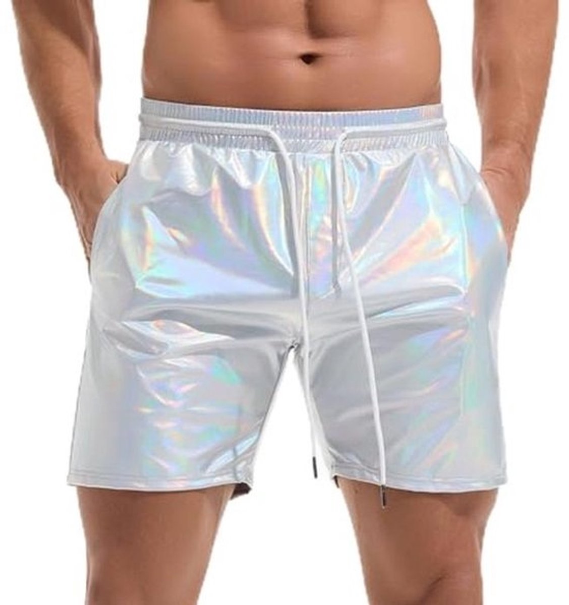 Metalen shorts voor heren - Glanzend disco en party outfit