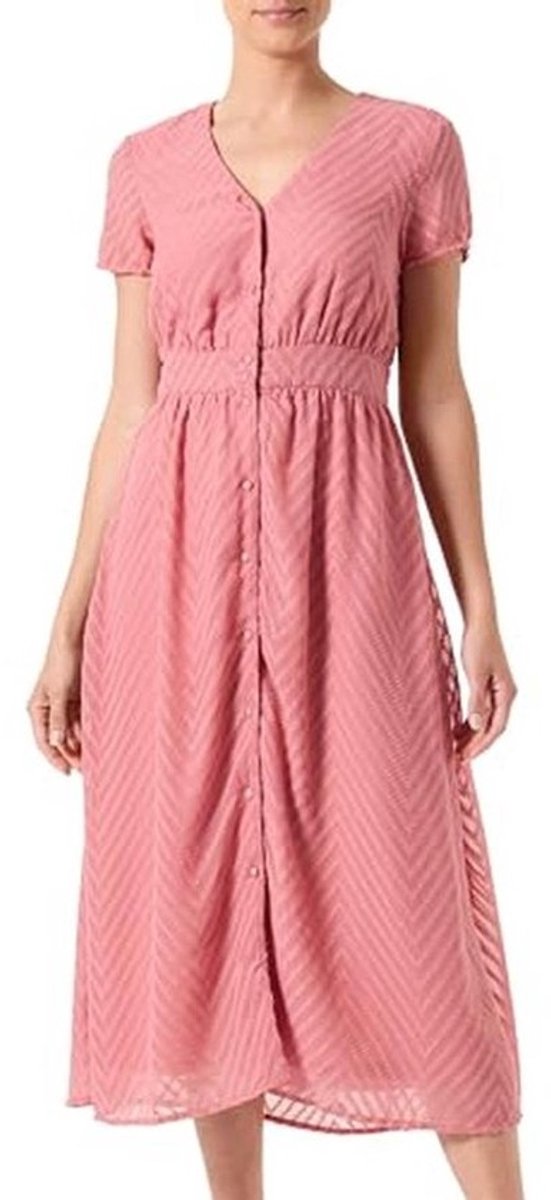 Dames Midi-jurk met V-hals en Knoopsluiting