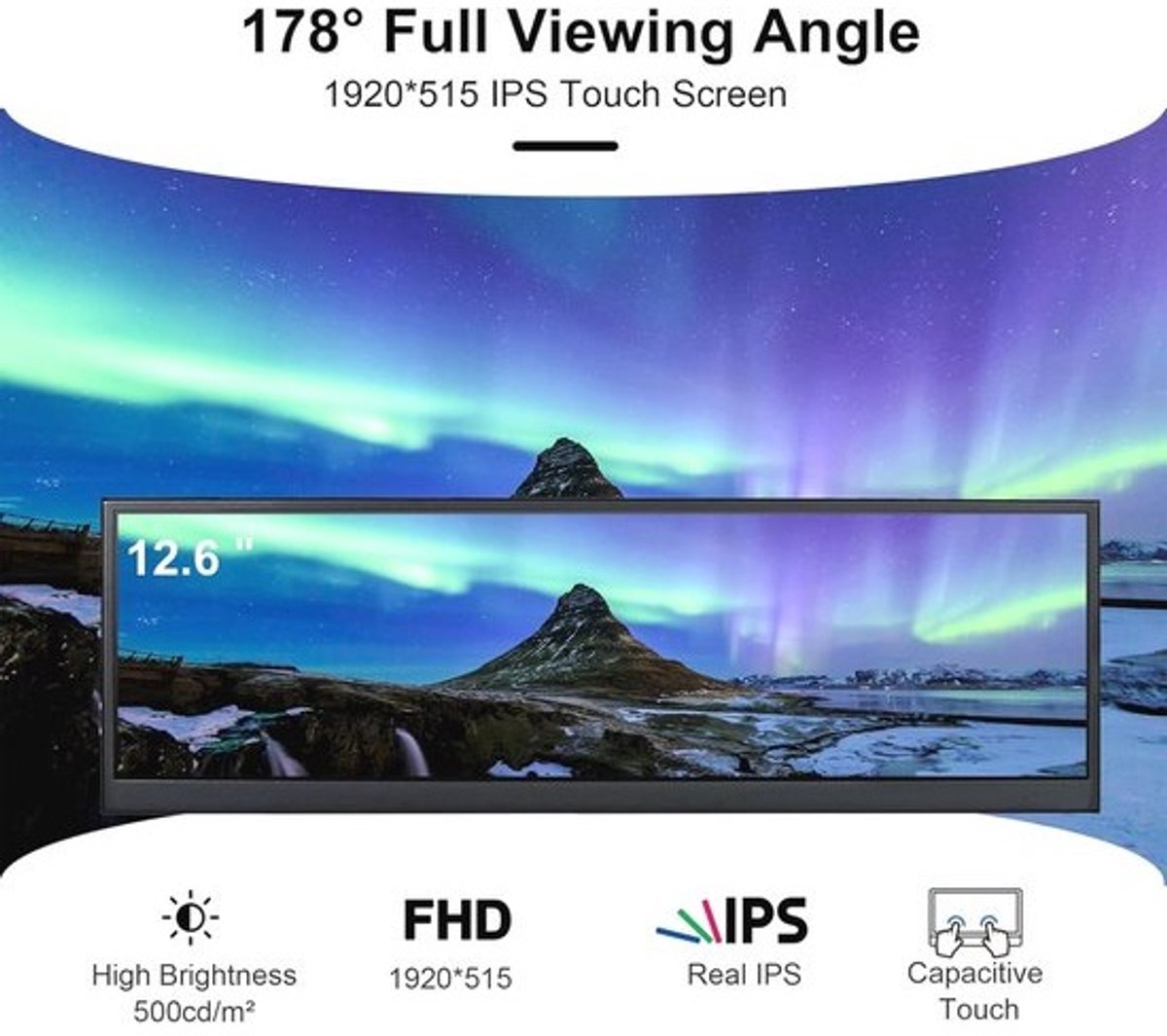 Touchscreen Monitor 12,6 inch FHD IPS - Mini HDMI voor Laptop en PC
