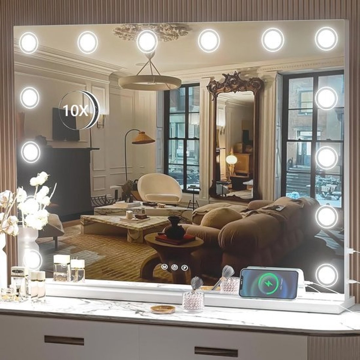 Make-upspiegel met Verlichting en Vergroting - 81 x 61 cm