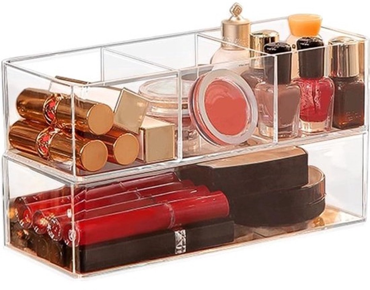 Set van 2 Transparante Acryl Make-up Organizer Laden voor Cosmetica Opslag