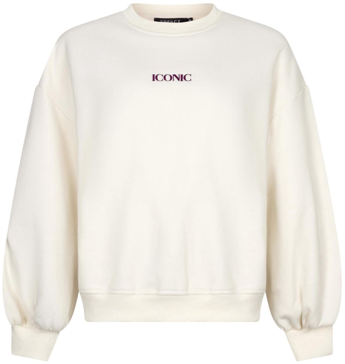 Ydence ecru dames trui   Ronde hals   Regular fit   Tekst patroon   Lange mouw Ecru S