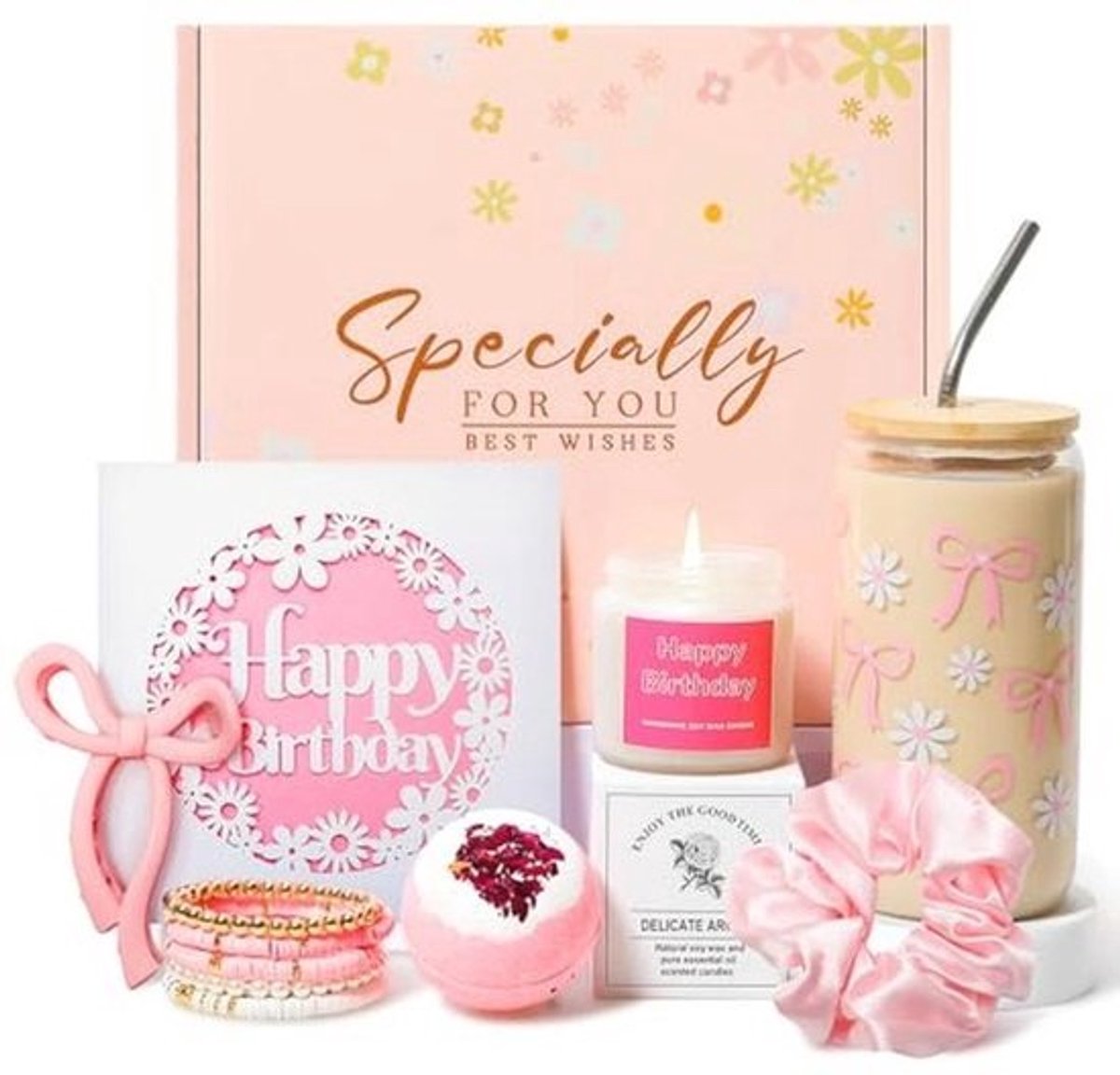 Birthday Gift for Women 10 11 12 16 18 21 30 Years Birthday Gift Girls Teenagers Best Friend Gift Set Pink Stuffs Gift Set for Boyfriend Sister Coworker