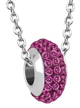 Amanto Ketting Cuma Fuchsia - 316L Staal - Shamballa - 10x6mm - 45cm